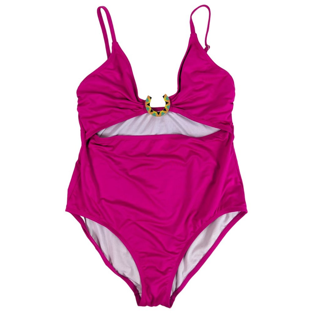 ClearWater Hot Pink High Waisted Monokini Bathing Suit, XL